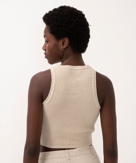 cropped tricot texturizado  off white