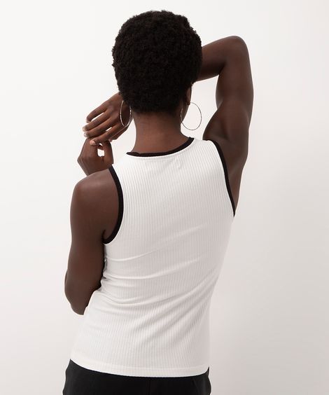 regata de viscose canelada alça média off white
