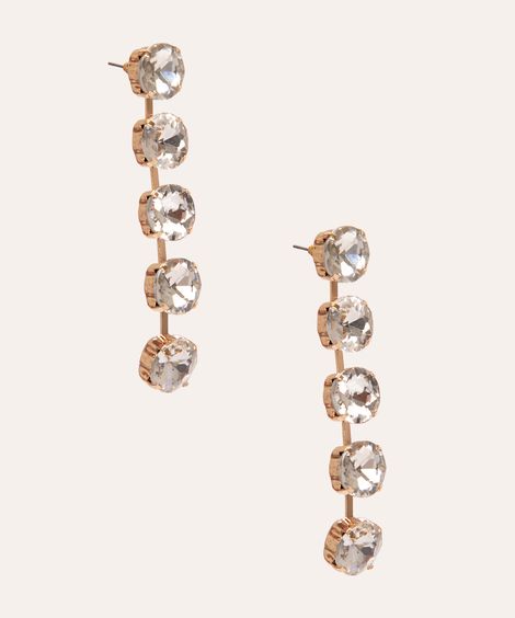 brinco alongado pedras strass mindset dourado
