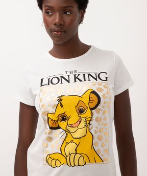 camiseta de algodão the lion king manga curta off white