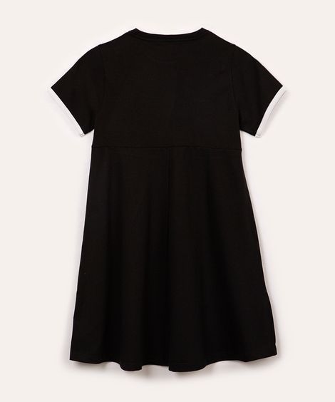 camisola de algodão infantil manga curta preto