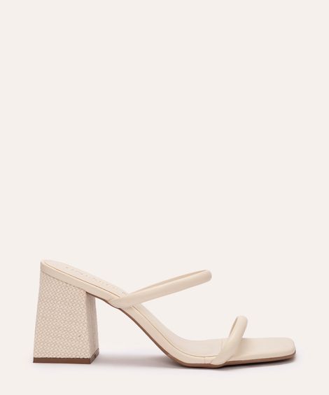 tamanco bico quadrado salto texturizado oneself off white