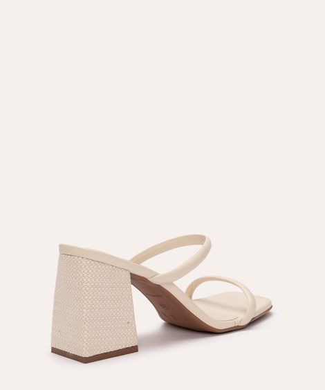 tamanco bico quadrado salto texturizado oneself off white
