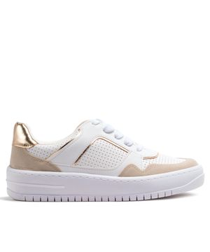 Tênis Feminino Vizzano com Detalhe Metalizado Branco/dourado