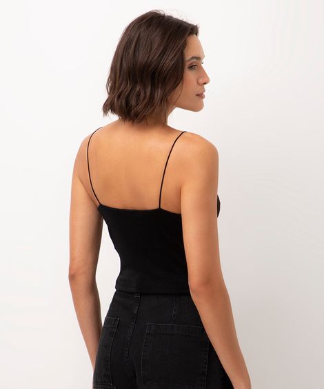 cropped gola degagê alça fina preto