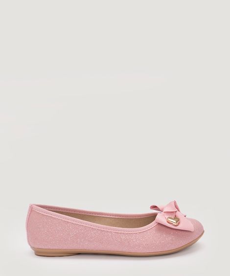 sapatilha infantil com laço molekinha rosa