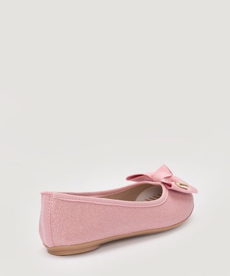 sapatilha infantil com laço molekinha rosa