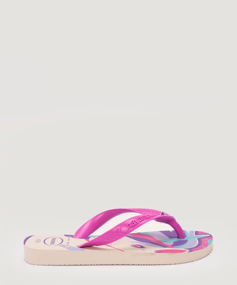 chinelo havaianas infantil fantasy unicórnio bege claro