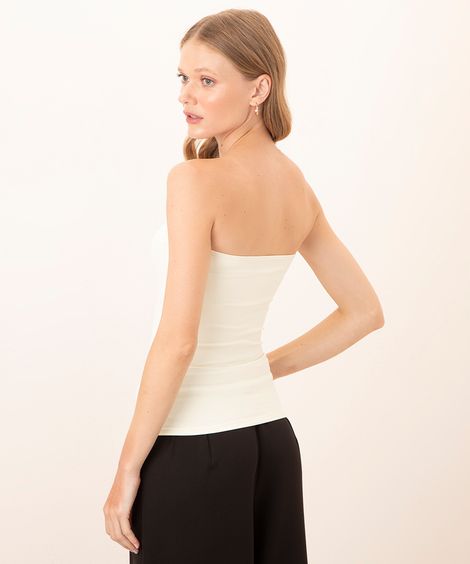 blusa decote reto sem alça com elástico mindset off white