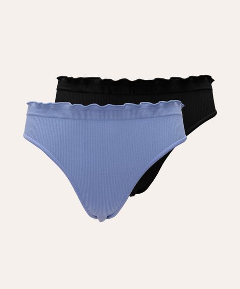 kit de 2 calcinhas fio sem costura azul