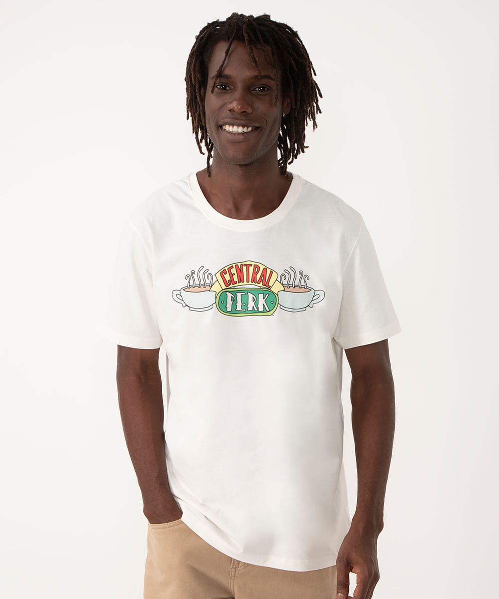 camiseta de algodão friends manga curta - OFF WHITE