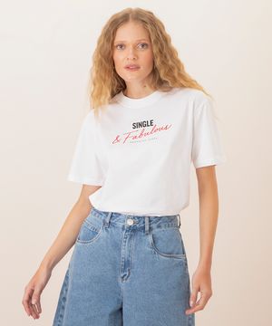 camiseta de algodão single and fabulous manga curta mindset off white