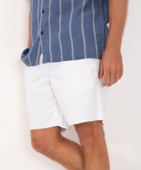 bermuda de sarja com cordão e elástico branco