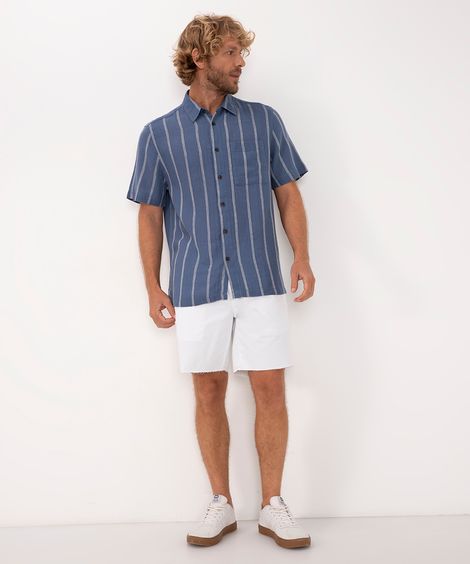 bermuda de sarja com cordão e elástico branco