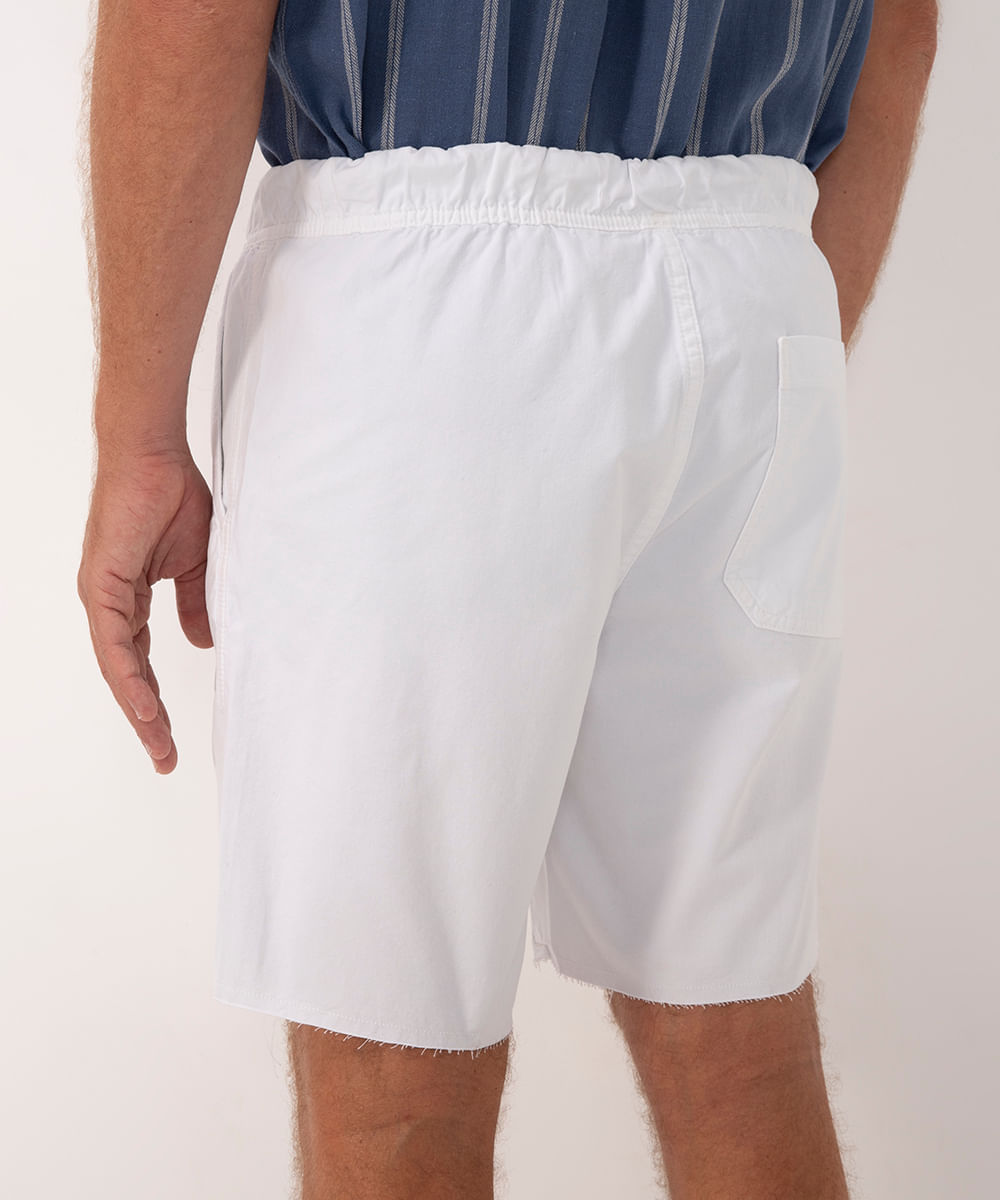 bermuda de sarja com cordão e elástico branco