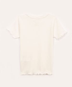 blusa infantil de algodão com brilho manga curta off white