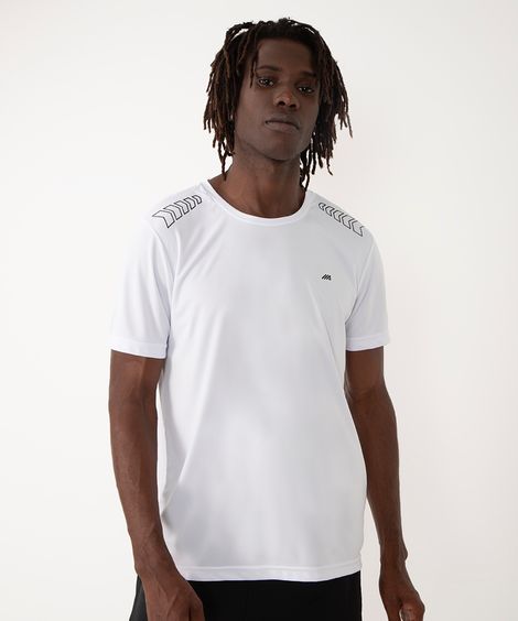 camiseta setas manga curta esportiva branca