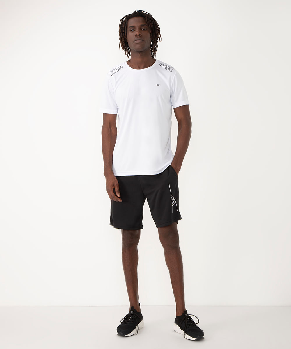 camiseta setas manga curta esportiva branca