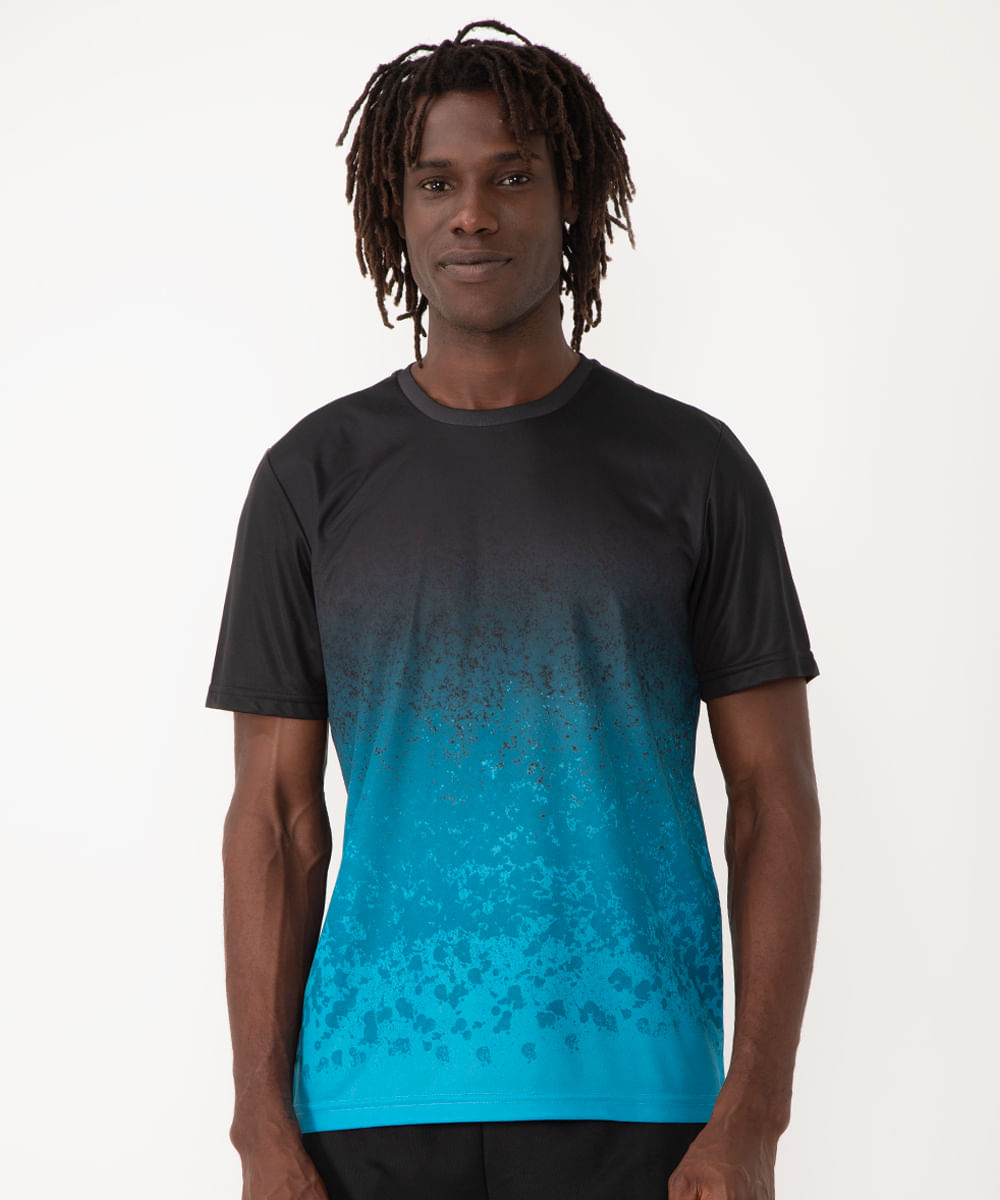 camiseta degradê manga curta esportiva preta