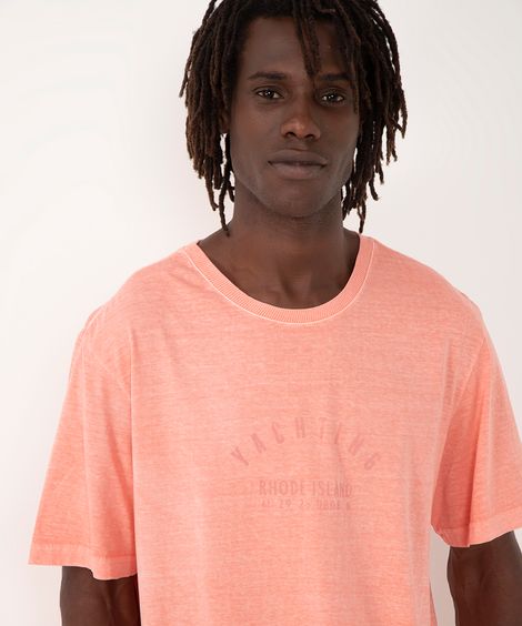 camiseta de algodão mescla yachting manga curta rosa
