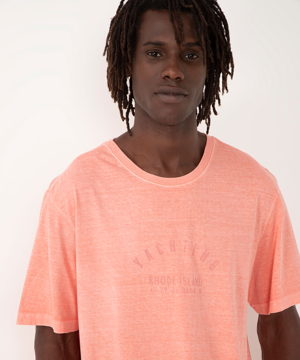 camiseta de algodão mescla yachting manga curta rosa