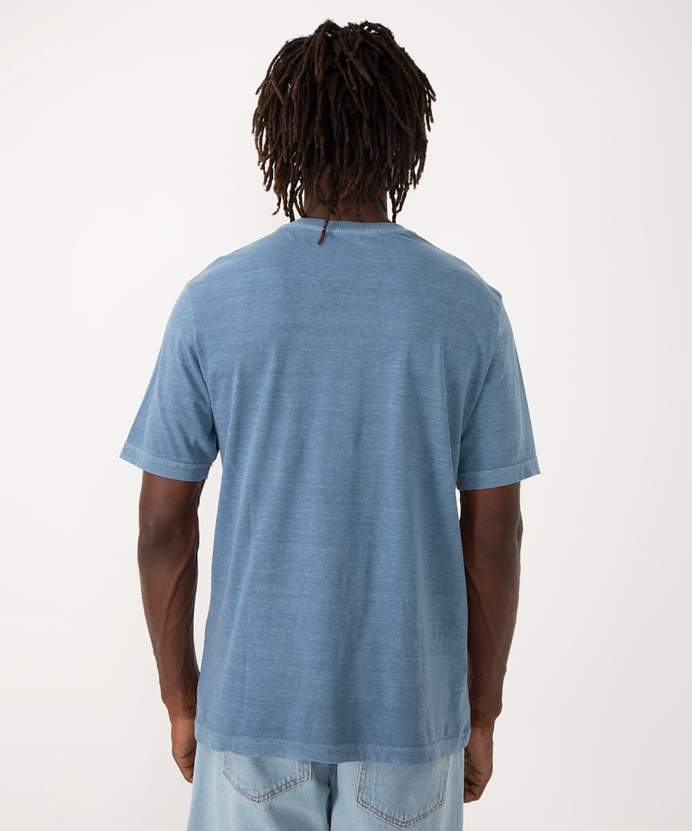 camiseta de algodão racing manga curta azul