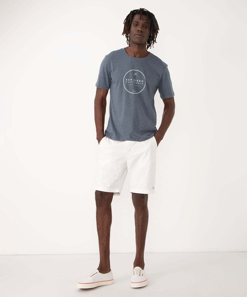 camiseta de algodão mescla san diego manga curta azul