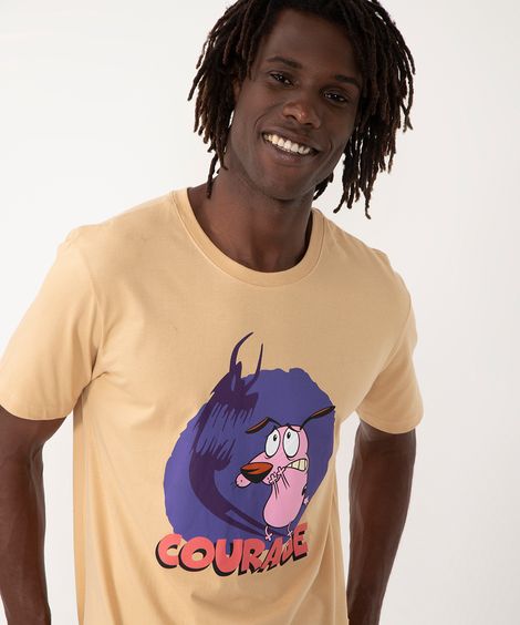 camiseta de algodão courage manga curta bege