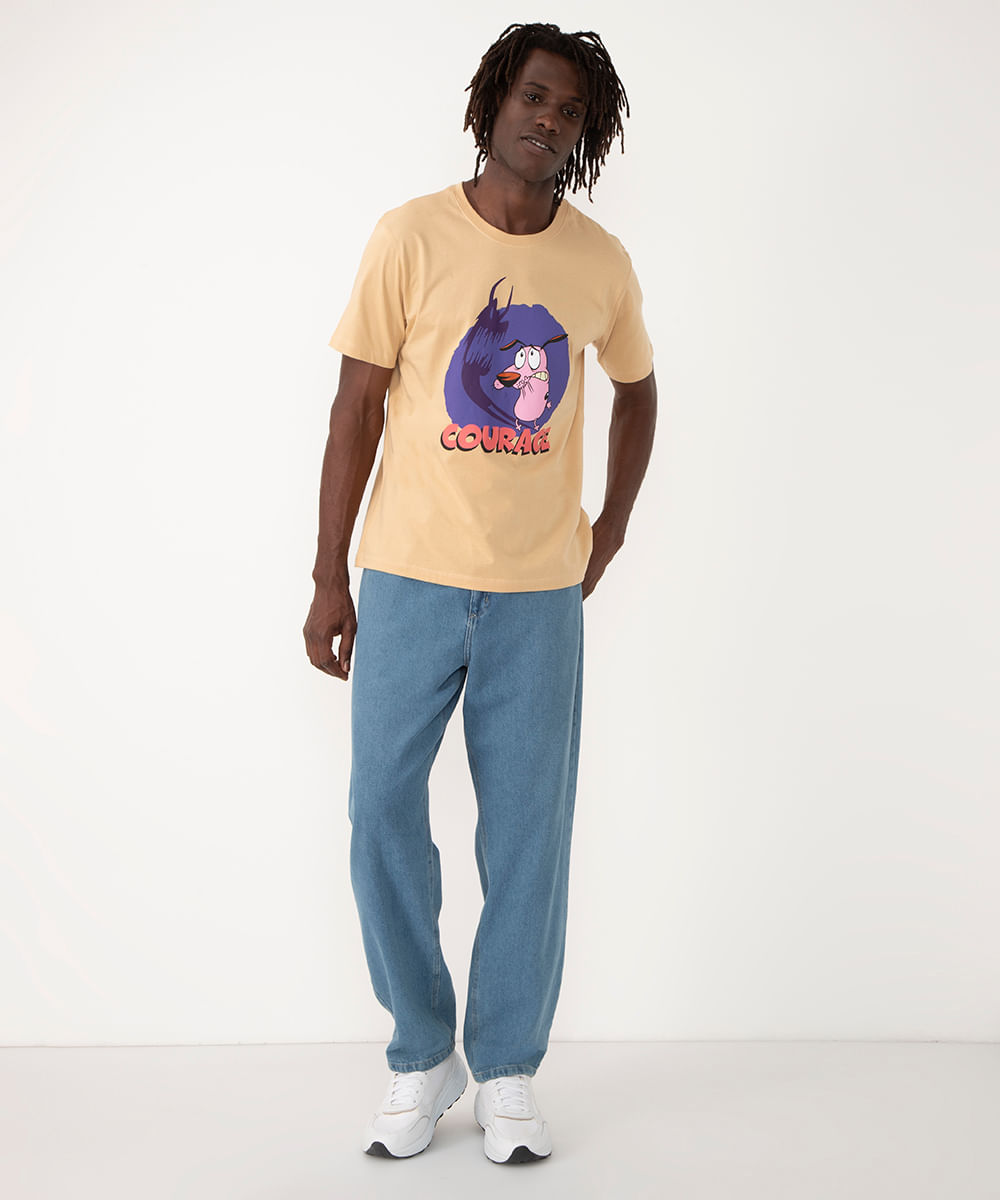 camiseta de algodão courage manga curta bege