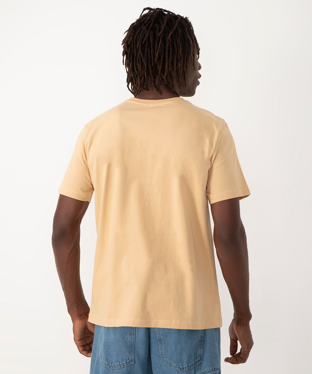 camiseta de algodão courage manga curta bege