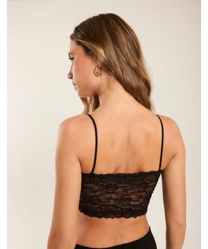 Top Renda Decote Reto - Preto