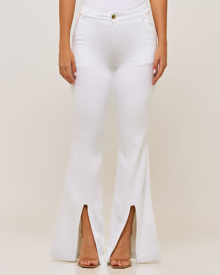 calça flare white jeans zinzane off white - C&A