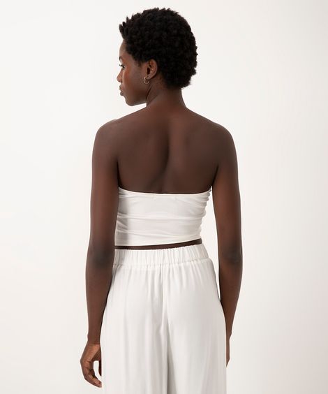 cropped corset acetinado sem alça  off white