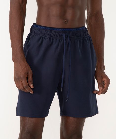 short com bolsos e elástico esportivo azul