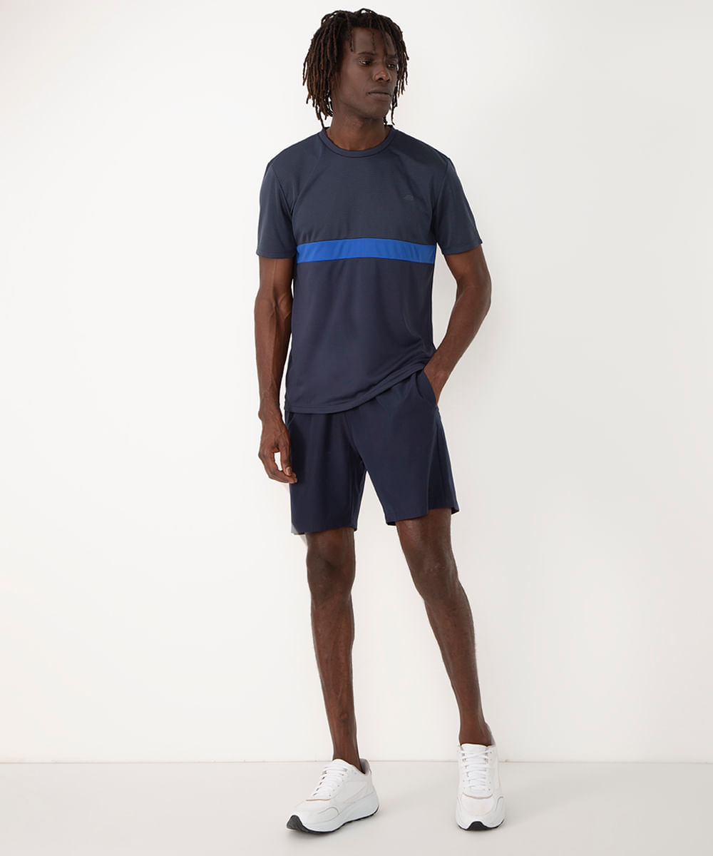 short com bolsos e elástico esportivo azul