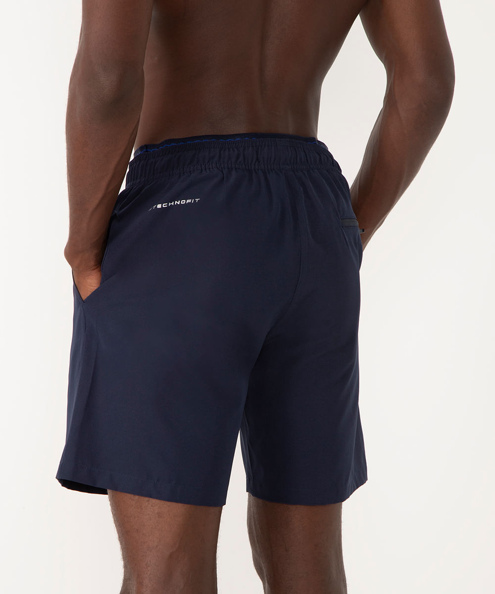 short com bolsos e elástico esportivo azul