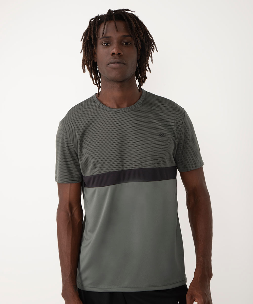 camiseta com recorte manga curta verde