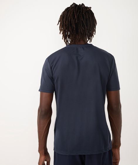 camiseta com recorte manga curta azul