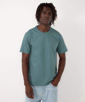 camiseta básica de algodão manga curta - PETROLEO