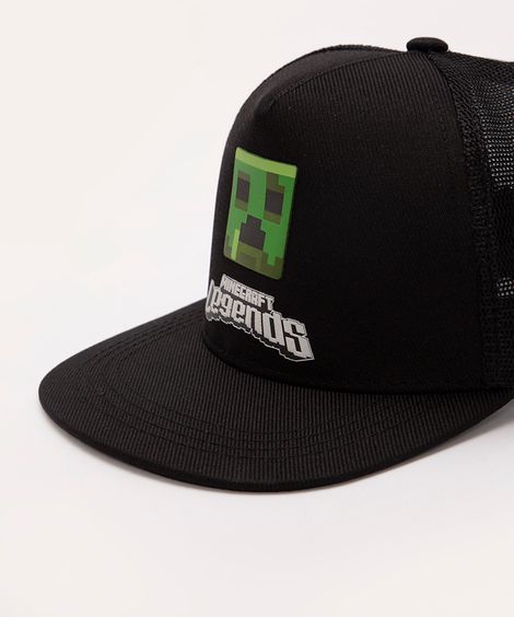 boné infantil aba reta com tela minecraft preto