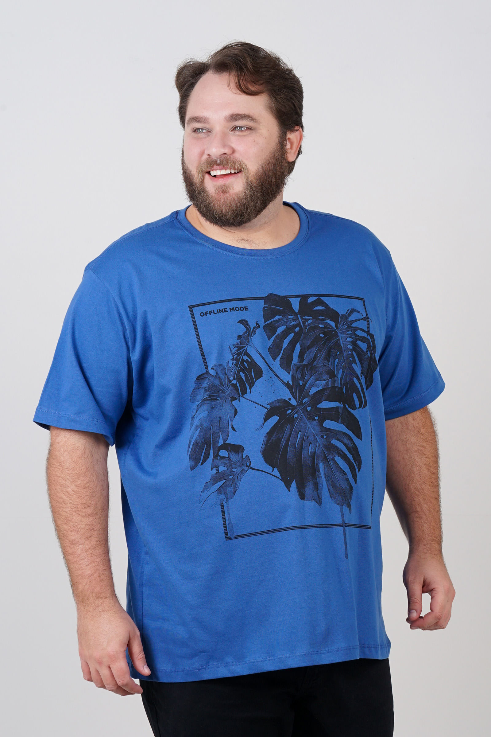 Camiseta estampa mode plus size azul