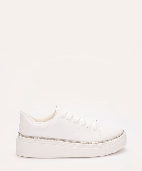 tênis casual com recorte strass vizzano branco