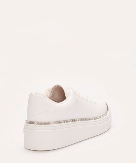 tênis casual com recorte strass vizzano branco