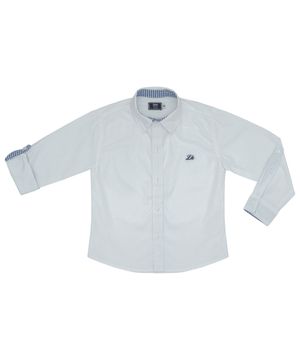 Camisa Infantil Look Jeans Manga Longa Branco