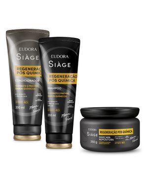 Eudora Kit Siàge Regeneração Pós Química Shampoo 250ml com Máscara 250g com Condicionador 200ml