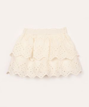 saia de laise infantil com elástico off white