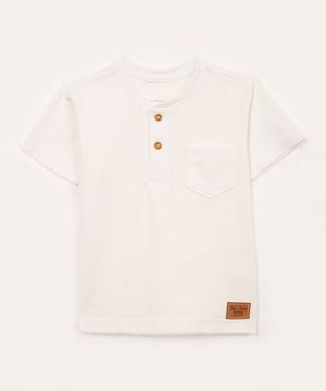 camiseta de algodão infantil texturizada manga curta off white