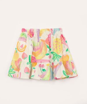 saia de algodão infantil arco íris com elástico off white