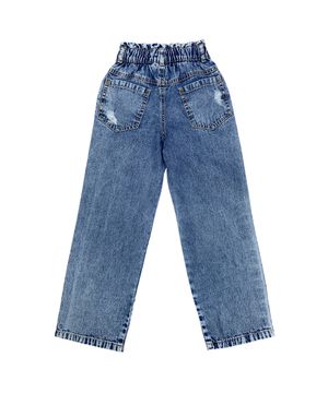 Calça Juvenil Look Jeans Pantalona Jeans Azul