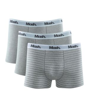 Kit 3 Cuecas Mash Boxer Cotton Listras Branco